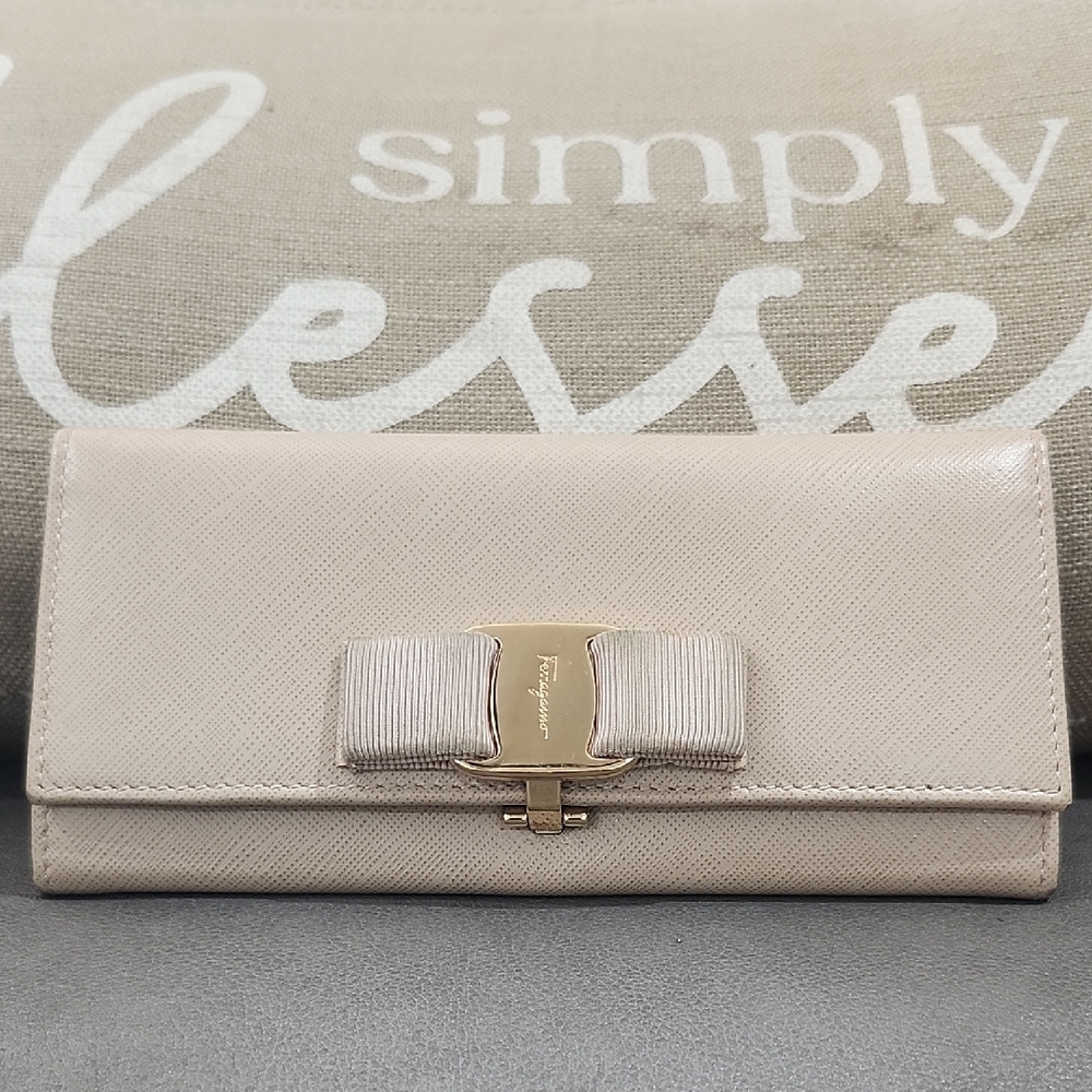 Salvatore Ferragamo Beige Leather Wallet
